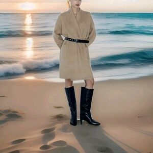 ZARA Women's Oversized Soft Knit Coat(Green marl , US S, M / EUR S, M)